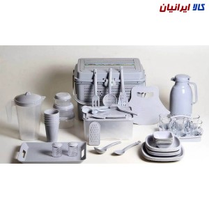 سرویس مسافرتی ۶ نفره 90 پارچه سبد پیک نیک ظروف مسافرتی با فلاکس چای