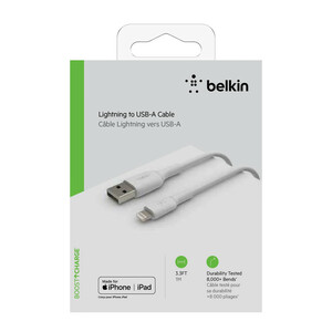 کابل شارژ  USB به لایتنینگ بلکین مدل CAA001bt1MWH طول 1 متر