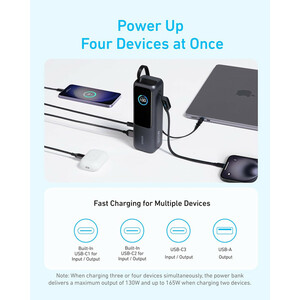 پاوربانک 100 وات انکر مدل A1695 ظرفیت 25000 میلی آمپر ساعت به همراه دو کابل USB-C