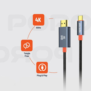 کابل تبدیل HDMI به USB-C CBL0016 پرودو مدل Woven Braided طول 2 متر