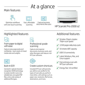 اسکنر اچ‌پی مدل ScanJet Pro 2000 s2