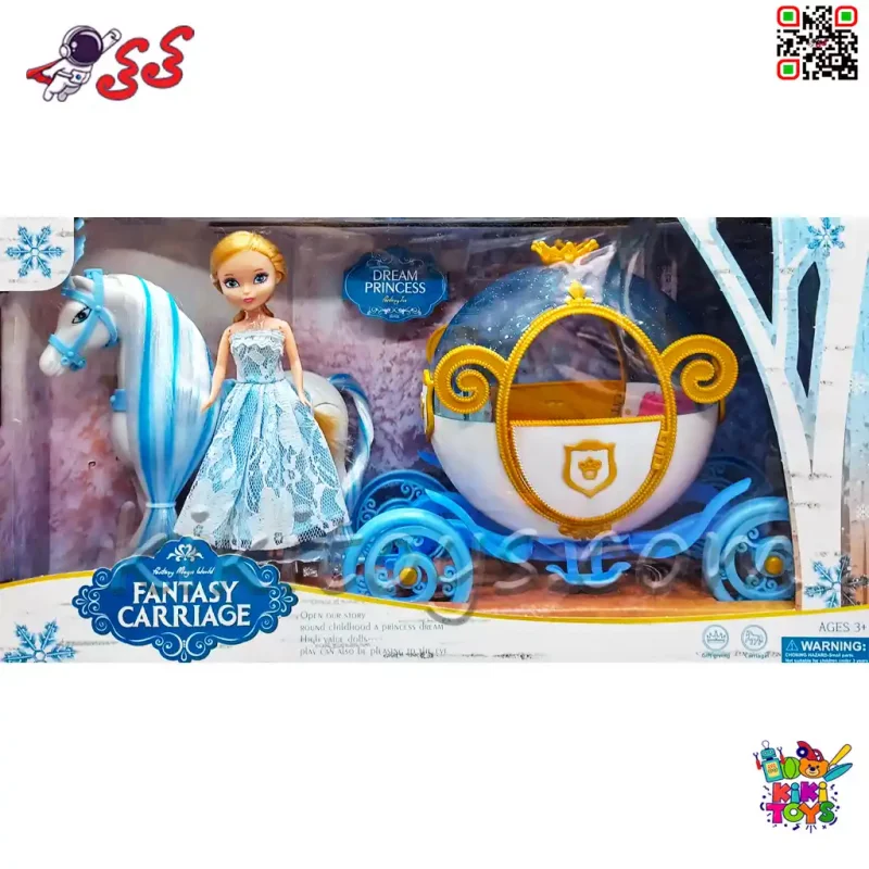 کالسکه اسباب بازی باربی همراه با اسب راهرو و عروسک پرنسس مدل Princess Carriage 118A