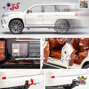 تصویر تبلیغاتی Lexus LX570 فلزی مقیاس 1:24 در رنگ سفید برای ویترین