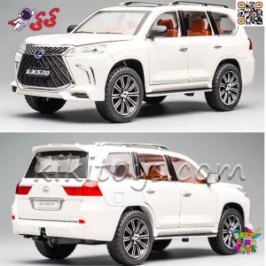 تصویر ماکت ماشین فلزی Lexus LX570 سفید با جزئیات واقعی و رنگ براق