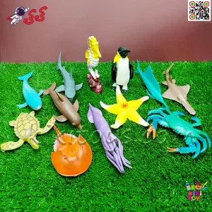 حیوانات دریایی اسباب بازی ست فیگور حیوانات 12 عددی UNDERSEA WORLD ANIMALS مدل Q503C