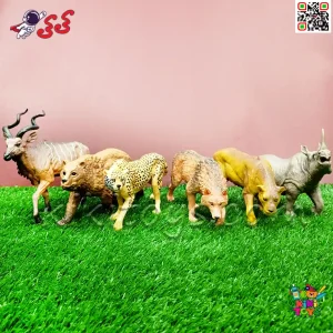 حیوانات اسباب بازی فیگور حیوانات وحشی ست 6 عددی ANIMAL WORLD مدل 8006