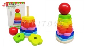اسباب بازی برج هوش چوبی  رنگین کمانی tower blocks