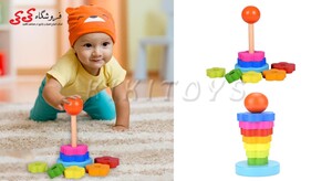 اسباب بازی برج هوش چوبی  رنگین کمانی tower blocks