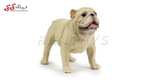 قیمت و خرید فیگور سگ بولداگ کرمی رنگ Pet Bulldog Dog Model Animal