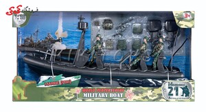 اسباب بازی ماکت قایق با سرباز و تجهیزات نظامی