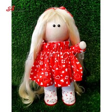 عروسک روسی دختر  لباس قرمز قلبی دست دوز کی کی 1 KIKI DOLLS