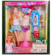 عروسک باربی دکتر چشم پزشک و کودک مفصلی beauty jx10064
