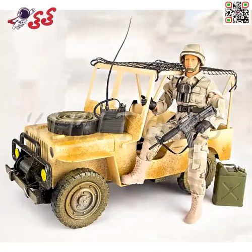 ماکت جیپ جنگی رنگ خاکی با کماندو 90014 برند ام اند سی MILITARY VEHICLE