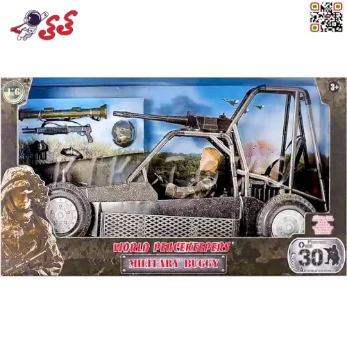ماکت ماشین جیپ صحرانورد باگی نظامی با تیربار 90018 ام اند سی MILITARY BUGGY M C TOY
