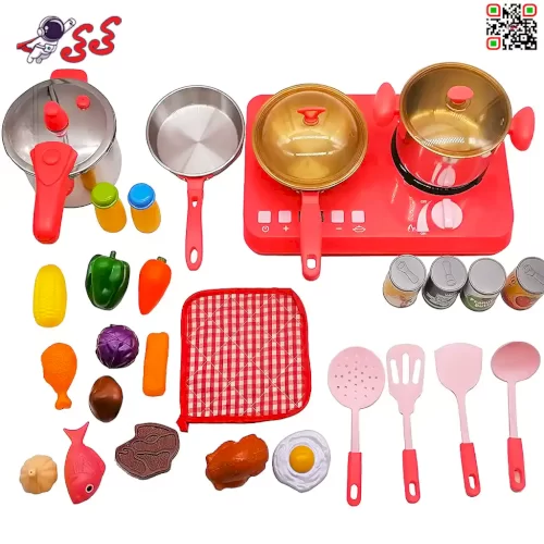 اجاق گاز اسباب بازی رومیزی موزیکال با زودپز فلزی INDUCTION COOKER SET BX04 555
