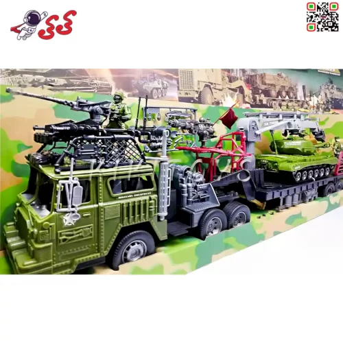 اسباب بازی نظامی ماشین جنگی تریلی و تانک ارتشی با جرثقیل بزرگ MILITARY EQUIP MENT 99873