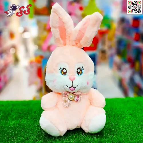 سایت خرید عروسک پولیشی خرگوش نشسته پاپیونی اسباب بازی Rabbit plush doll