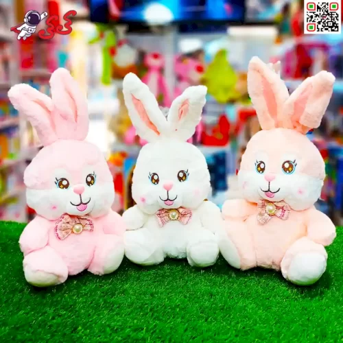 عروسک پولیشی خرگوش نشسته پاپیونی اسباب بازی Rabbit plush doll