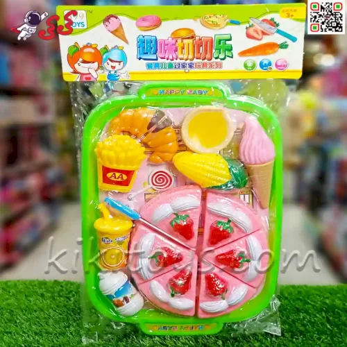 کیک برشی و فست فود اسباب بازی با سینی Fast food toy 8001-3