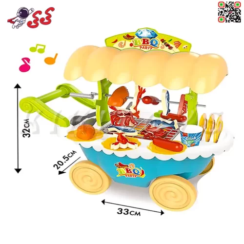 سایت خرید اسباب بازی ست باربیکیو چرخ دار و موزیکال BBQ Party cart 66093