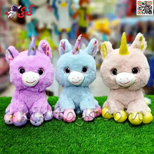 سایت خرید عروسک پولیشی اسب تک شاخ و پونیکورن چشم تیله ای 25 سانتیمتر Plush toys unicorn