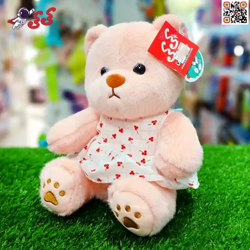 عروسک خرس صورتی لباس گلدار اسباب بازی Plush Teddy Bear doll 60099