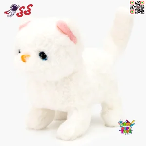اسباب بازی دخترانه و پسرانه گربه رباتی اسباب بازی راهرو با خانه همراه و قابل حمل PLUSH PET MC1044