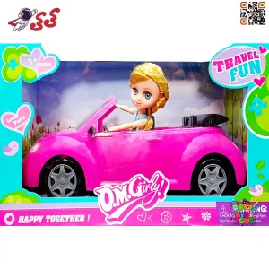 اسباب بازی ماشین باربی صورتی و باربی مفصلی FASHION SPORTS CAR 58008