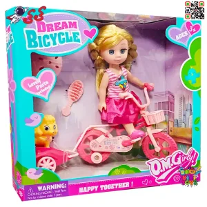 عکس و مشخصات اسباب بازی دوچرخه باربی با فیگور سگ DREAM BICYCLE 64003