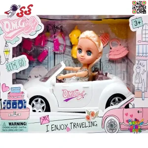 اسباب بازی ماشین باربی سفید و باربی مفصلی FASHION SPORTS CAR 58031