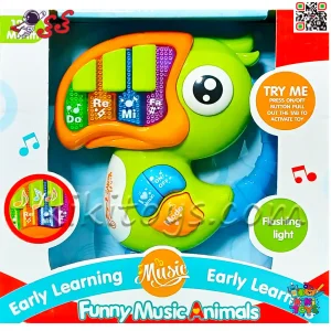 پیانو اسباب بازی موزیکال با صدای پرندگان مدل طوطی Funny Music Animals 65093