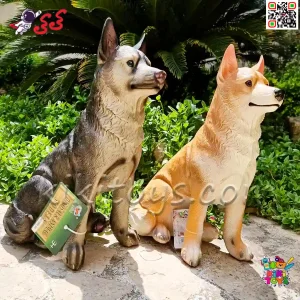 فیگور حیوانات ماکت سگ هاسکی اسباب بازی نرم و گوشتی بزرگ Husky dog figure﻿﻿ 543