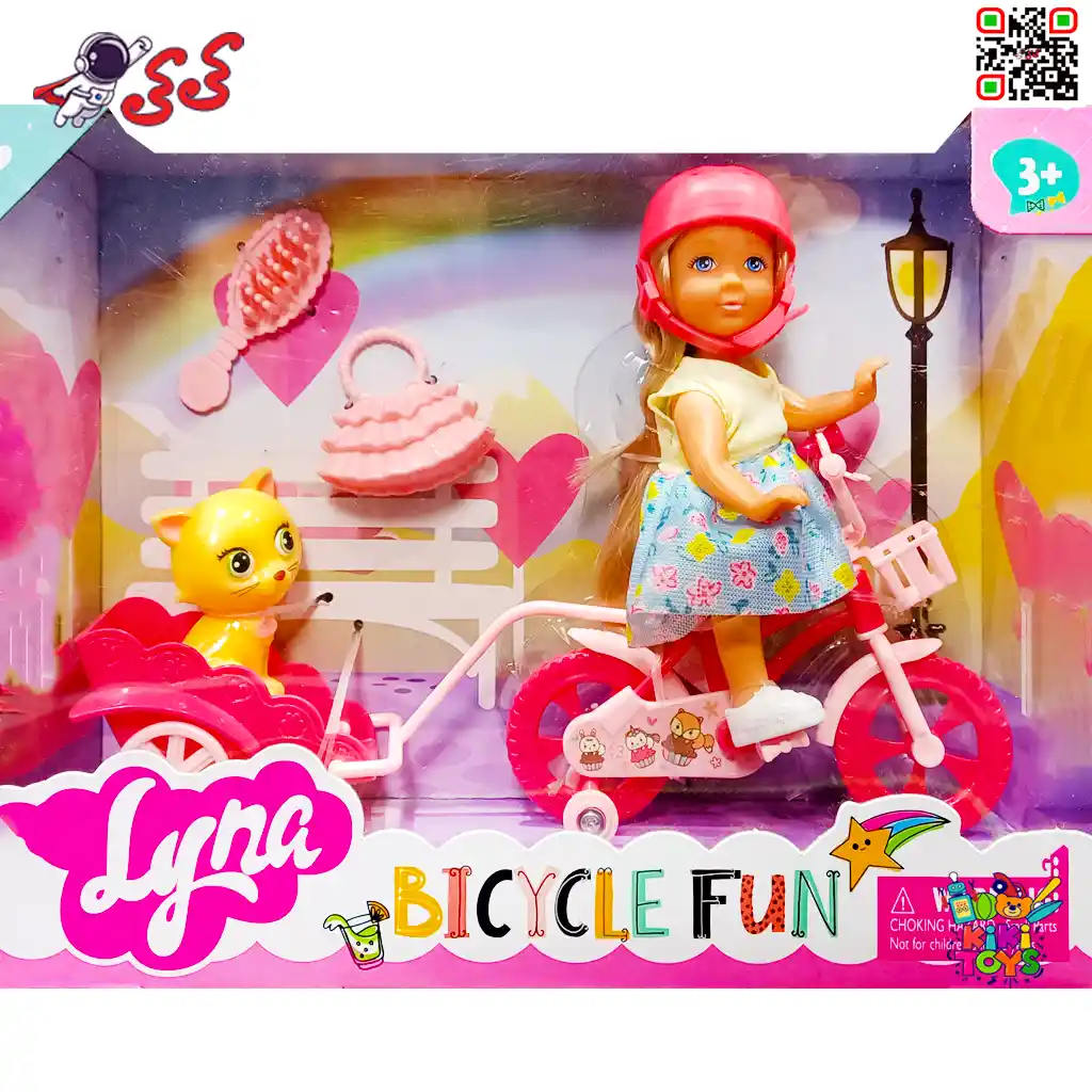 عروسک باربی با دوچرخه اسباب بازی