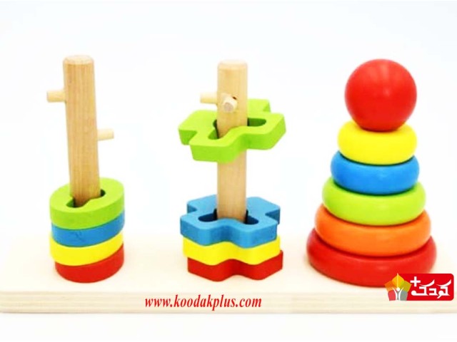برج اشکال چوبی 3 ستون 14 قطعه مدل Tower Shape