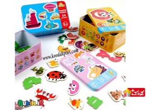 پازل چوبی  24 قطعه جعبه فلزی