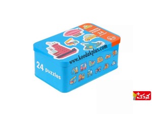 پازل چوبی  24 قطعه جعبه فلزی