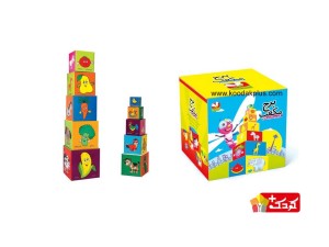 بازی آموزشی برج مکعب به همراه کتاب پارچه ای حیوانات مزرعه مدل 10 طبقه