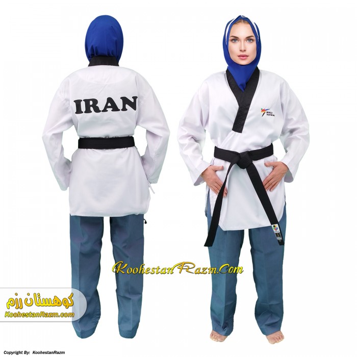 لباس تکواندو پومسه زنانه طوسی