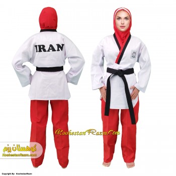 لباس تکواندو پومسه دخترانه قرمز