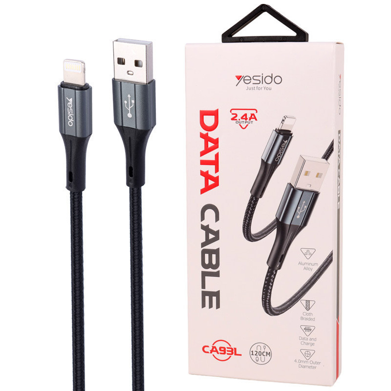 کابل لایتنینگ فست شارژ 2.4 آمپر یسیدو CA93L طول 1.2 متر