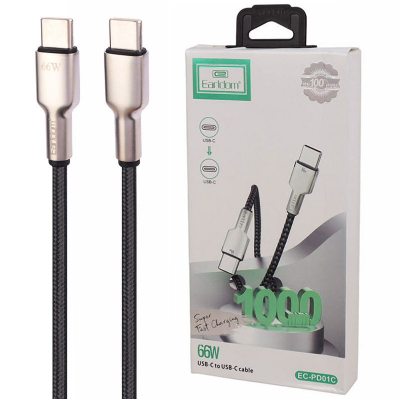 کابل دو سر تایپ سی فست شارژ 66 وات ارلدام EC-PD01C طول 1 متر