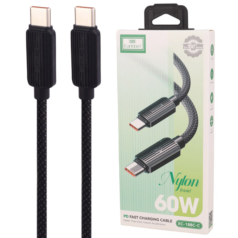 کابل دو سر تایپ سی فست شارژ 60 وات ارلدام EC-188C-C طول 1 متر