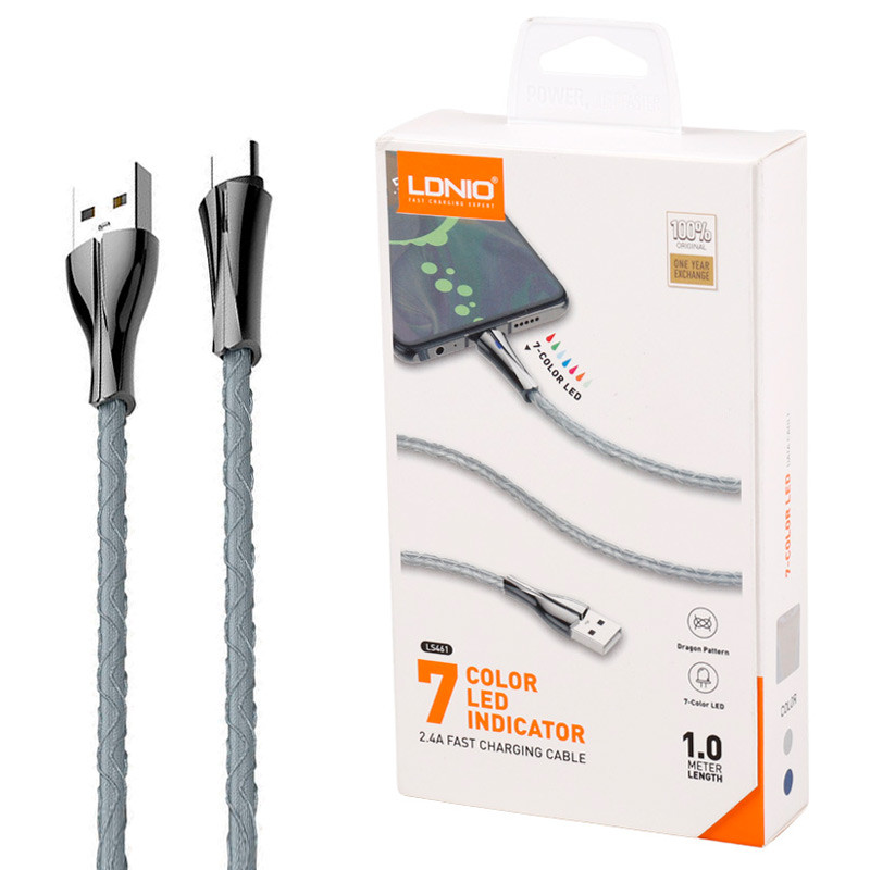کابل تایپ سی فست شارژ 2.4 آمپر الدینیو LS461 طول 1 متر