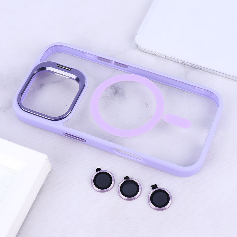قاب PC مگ سیف Bracket آیفون iPhone 16 Pro استندشو با محافظ لنز رینگی