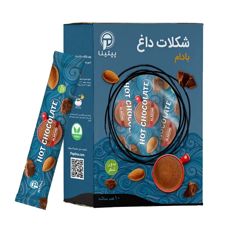 شکلات داغ با پودر شیر بادام پپتینا قوطی 100 گرمی