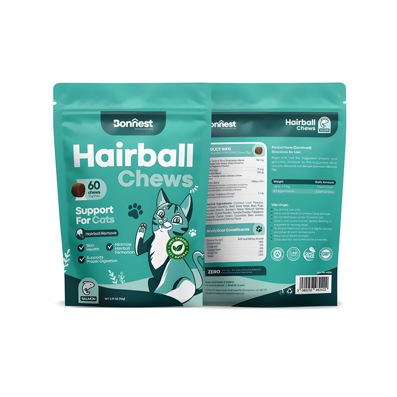 تشویقی جویدنی گربه بونست مدل ضد گلوله مویی Bonnest Cat Hairball Chews وزن 150 گرم