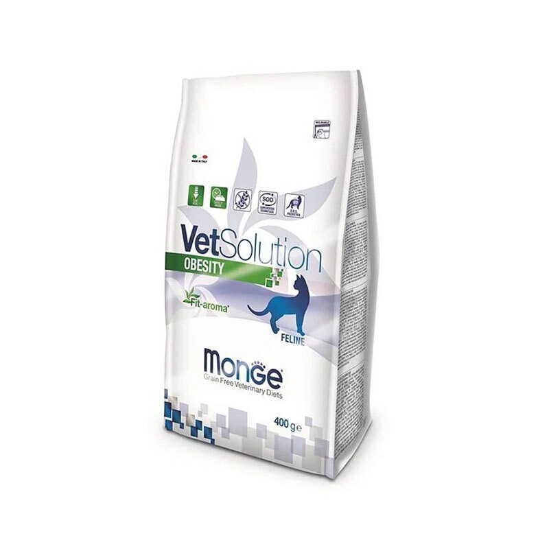 غذای خشک درمانی گربه کنترل کالری مونژه اوبیسیتی Monge VetSolution Dry Cat Food وزن 400 گرم