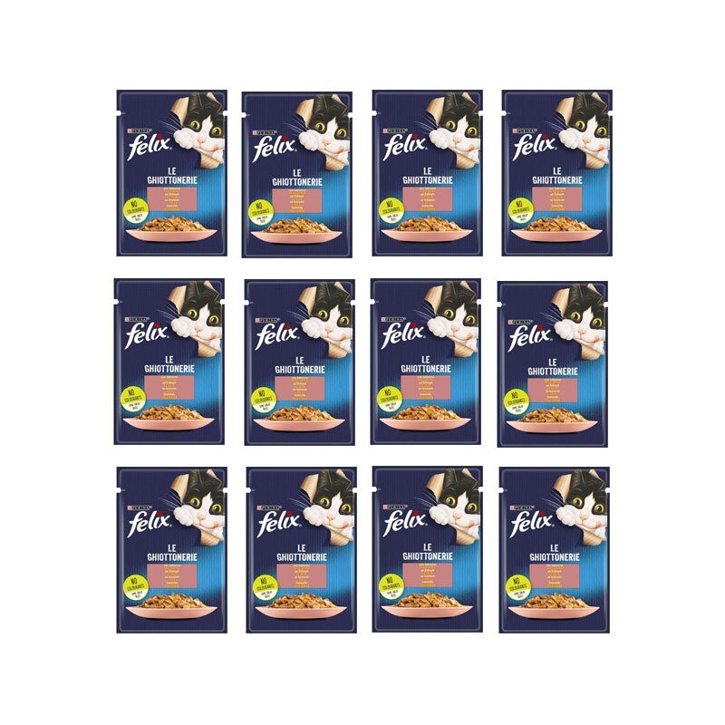 پوچ گربه فلیکس با طعم ماهی سالمون Felix Cat Pouch بسته 12 عددی