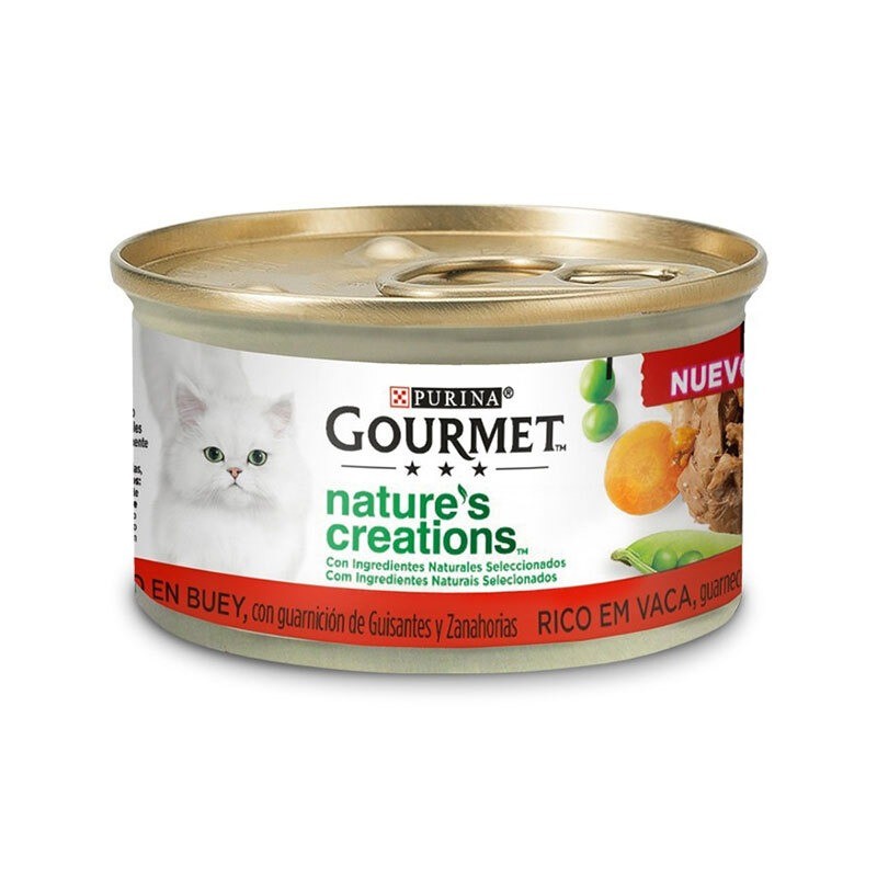 کنسرو غذای گربه گورمت نچرال با طعم گوشت گاو و مرغ Gourmet Nature’s Creations وزن 85 گرم