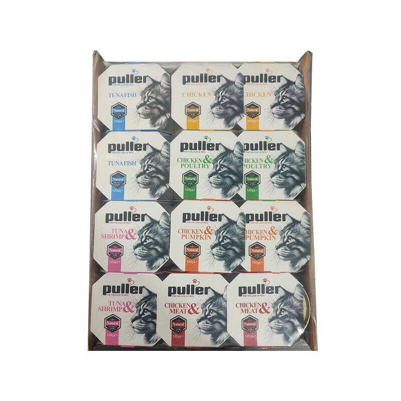 کنسرو غذای گربه پولر با طعم میکس 6 طعم Puller Premium بسته 24 عددی